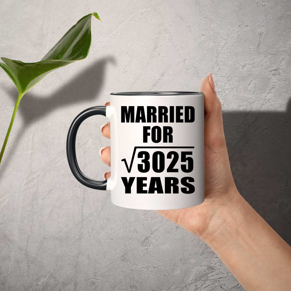 55th Anniversary Married For Square Root of 3025 Years - 11oz Accent Mug Black
