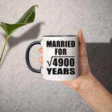 70th Anniversary Married For Square Root of 4900 Years - 11oz Accent Mug Black