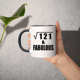 11th Birthday Square Root of 121 & Fabulous - 11oz Accent Mug Black