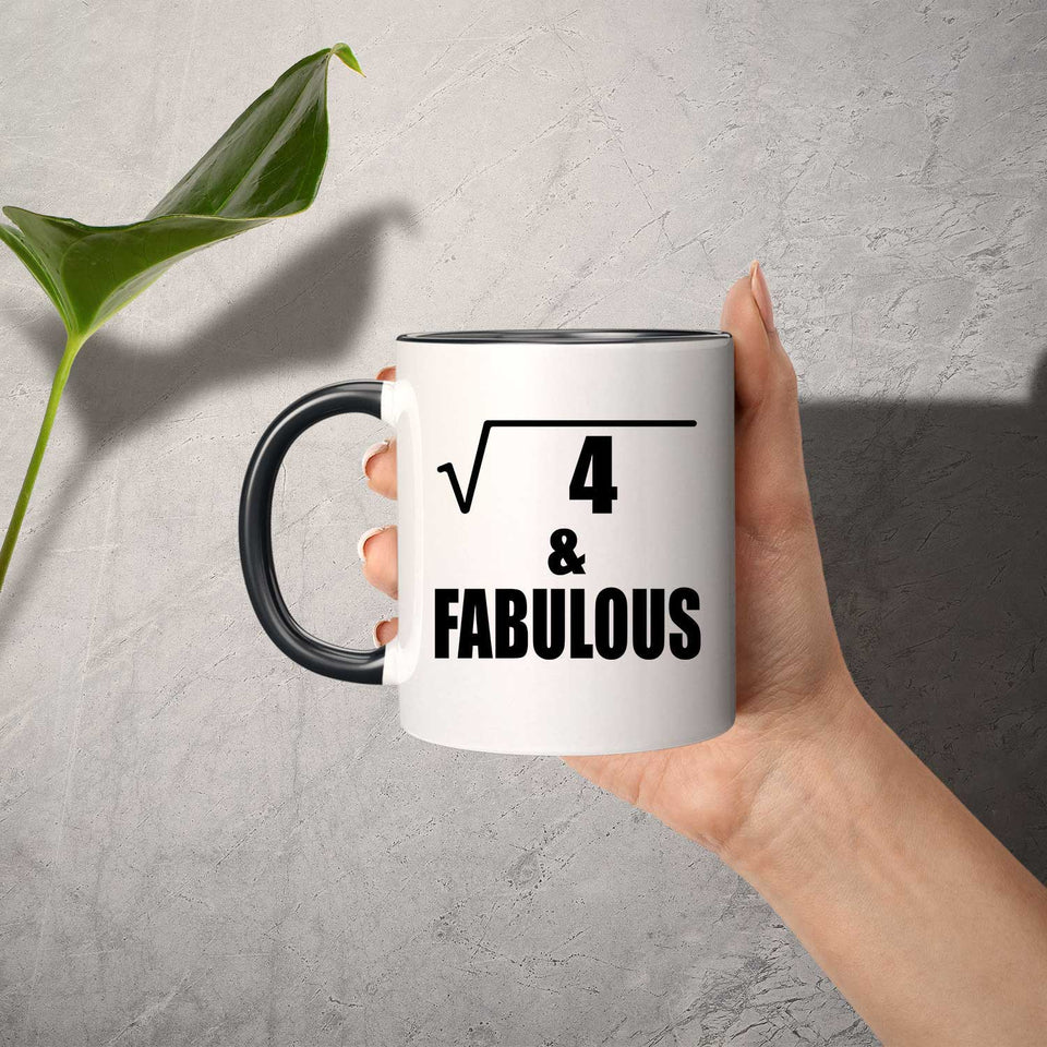 2nd Birthday Square Root of 4 & Fabulous - 11oz Accent Mug Black