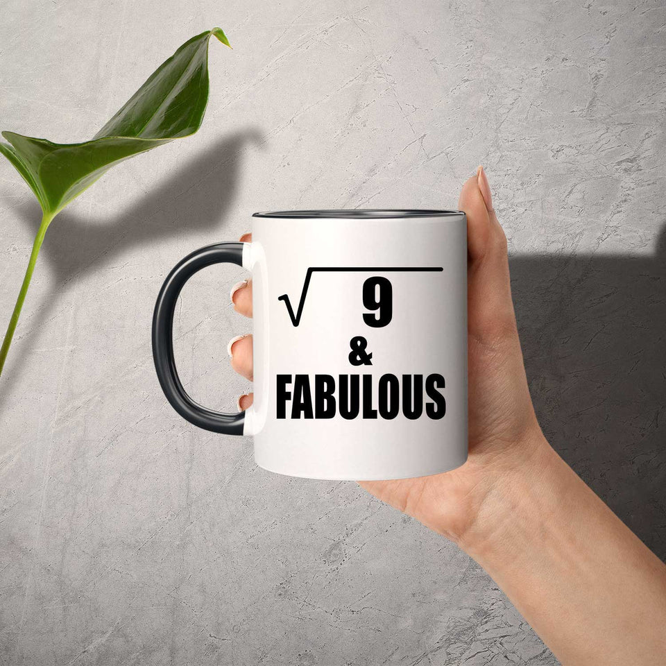3rd Birthday Square Root of 9 & Fabulous - 11oz Accent Mug Black