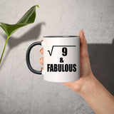 3rd Birthday Square Root of 9 & Fabulous - 11oz Accent Mug Black