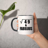 7th Birthday Square Root of 49 & Fabulous - 11oz Accent Mug Black