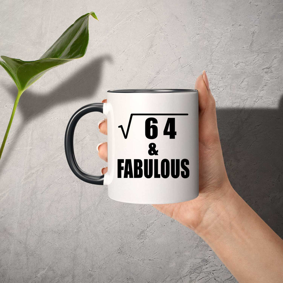 8th Birthday Square Root of 64 & Fabulous - 11oz Accent Mug Black
