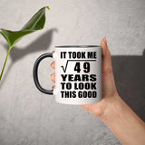 7th Birthday Took Square Root of 49 Years To Look Good - 11oz Accent Mug Black