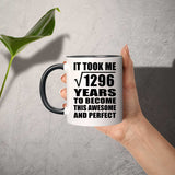 36th Birthday Took Square Root of 1296 Years To Awesome - 11oz Accent Mug Black