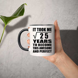5th Birthday Took Square Root of 25 Years To Awesome - 11oz Accent Mug Black