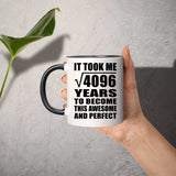 64th Birthday Took Square Root of 4096 Years To Awesome - 11oz Accent Mug Black