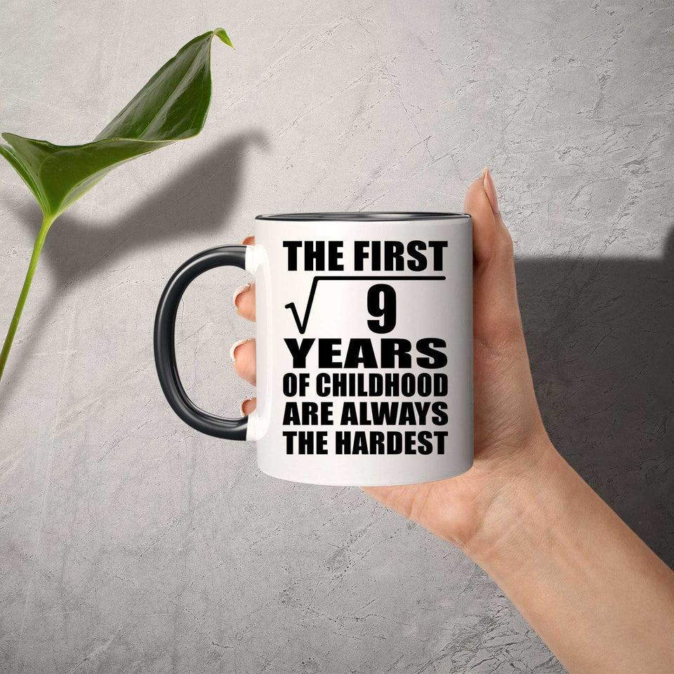 3rd Birthday Square Root of 9 Years of Childhood - 11oz Accent Mug Black