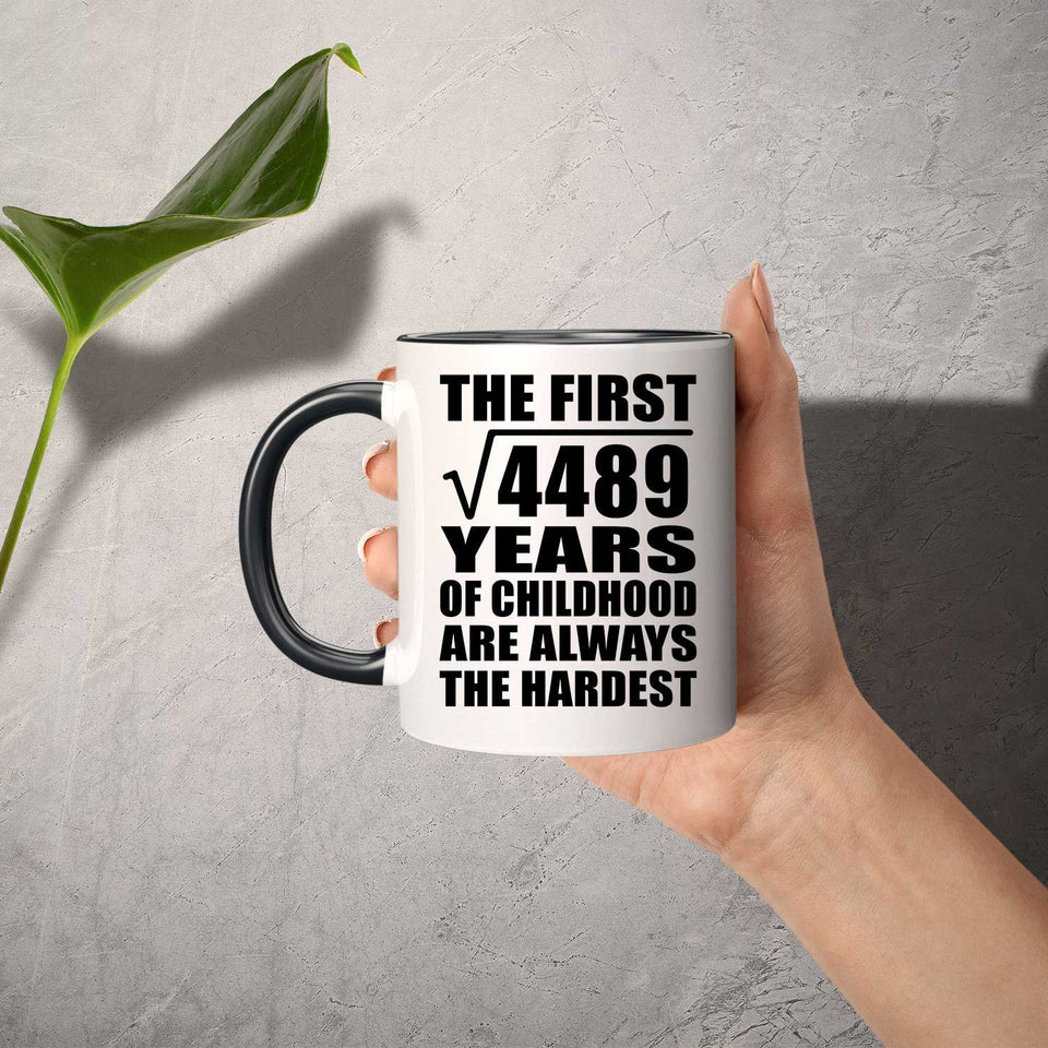 67th Birthday Square Root of 4489 Years of Childhood - 11oz Accent Mug Black
