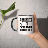1st Anniversary Cheers To  Square Root of 1 Year Together - 11oz Accent Mug Black