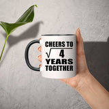 2nd Anniversary Cheers To Square Root of 4 Years Together - 11oz Accent Mug Black