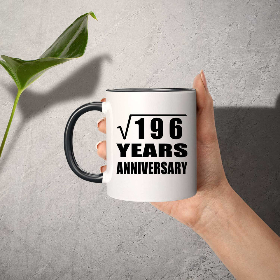 14th Anniversary Square Root of 196 Years Anniversary - 11oz Accent Mug Black