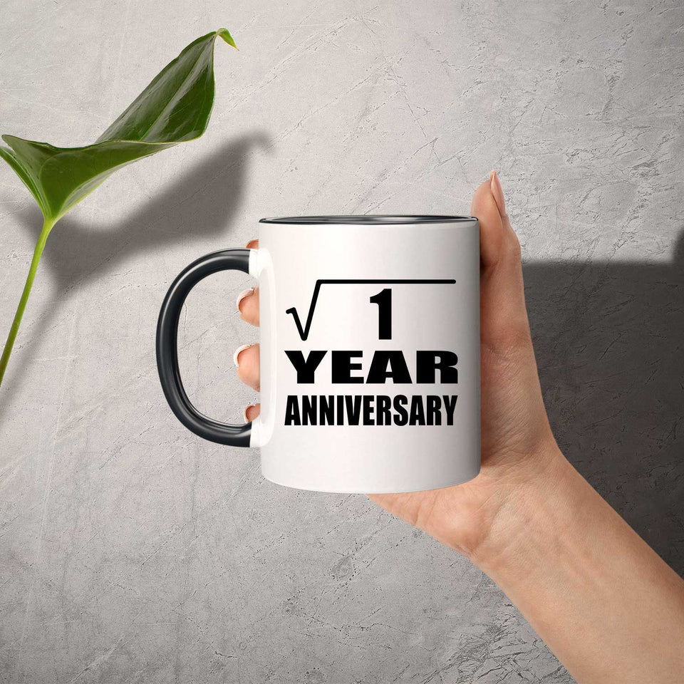 1st Anniversary Square Root of 1 Year Anniversary - 11oz Accent Mug Black