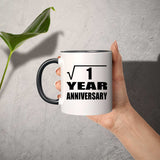1st Anniversary Square Root of 1 Year Anniversary - 11oz Accent Mug Black