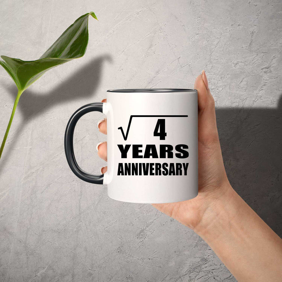 2nd Anniversary Square Root of 4 Years Anniversary - 11oz Accent Mug Black
