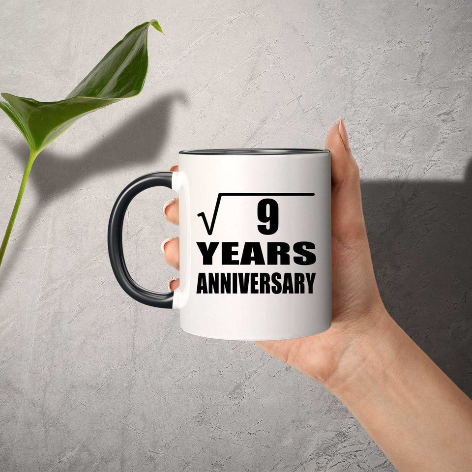 3rd Anniversary Square Root of 9 Years Anniversary - 11oz Accent Mug Black