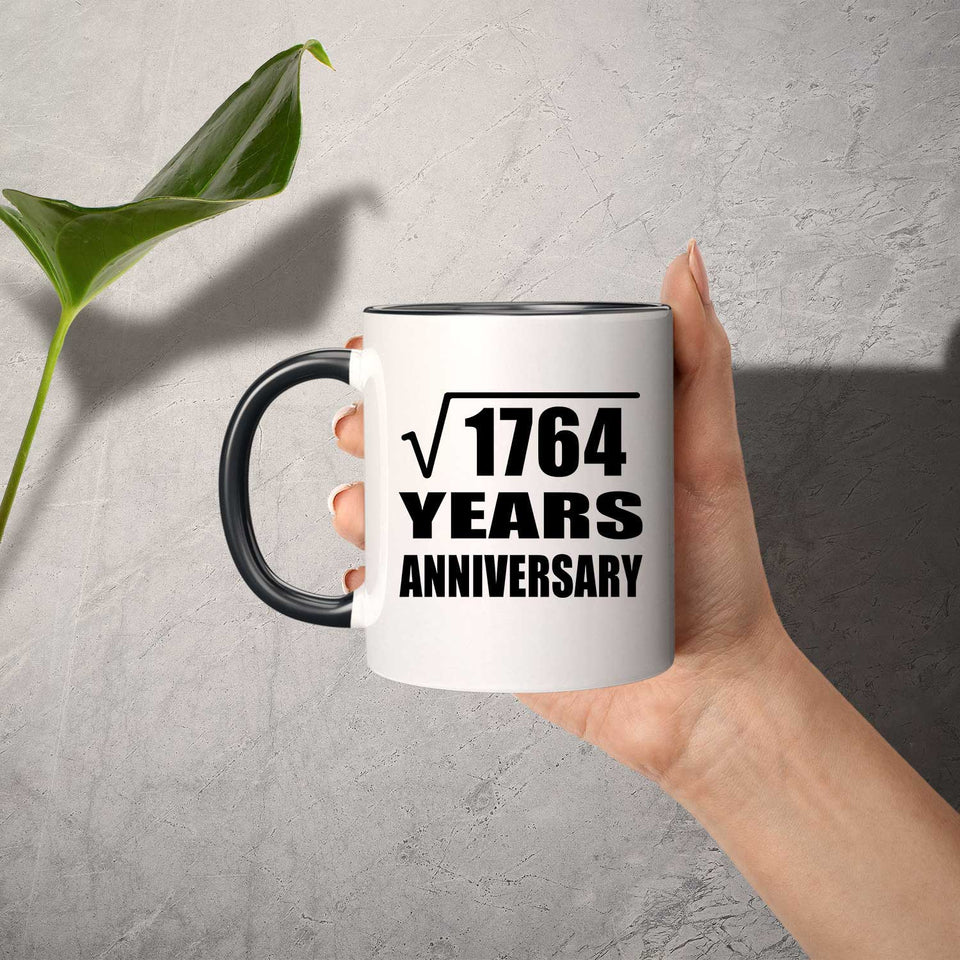 42nd Anniversary Square Root of 1764 Years Anniversary - 11oz Accent Mug Black