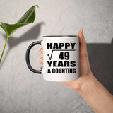 Happy 7th Anniversary Square Root of 49 Years & Counting - 11oz Accent Mug Black