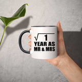 1st Anniversary Square Root of 1 Year As Mr & Mrs - 11oz Accent Mug Black