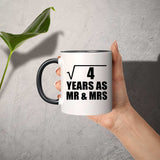 2nd Anniversary Square Root of 4 Years As Mr & Mrs - 11oz Accent Mug Black