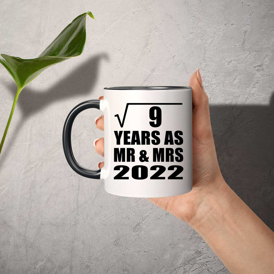3rd Anniversary Square Root of 9 Years As Mr & Mrs 2022 - 11oz Accent Mug Black