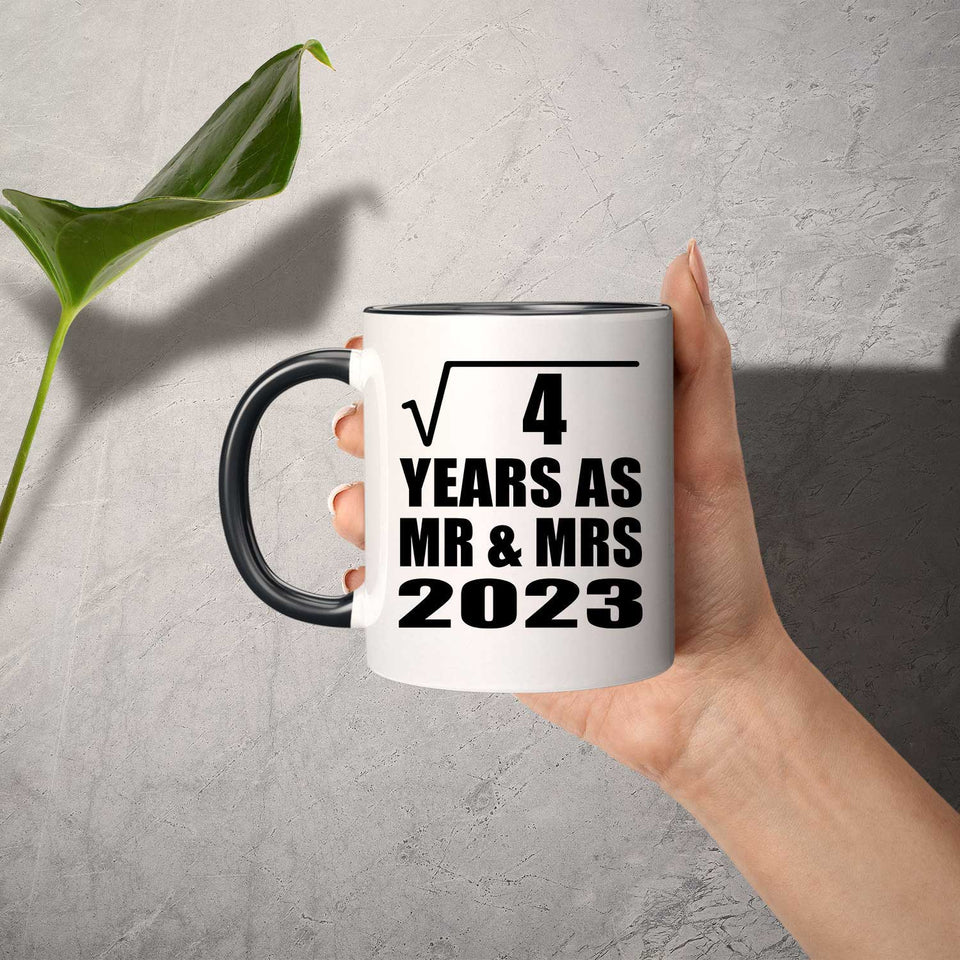 2nd Anniversary Square Root of 4 Years As Mr & Mrs 2023 - 11oz Accent Mug Black