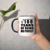 10th Anniversary Square Root of 100 Years of Mr Perfect - 11oz Accent Mug Black