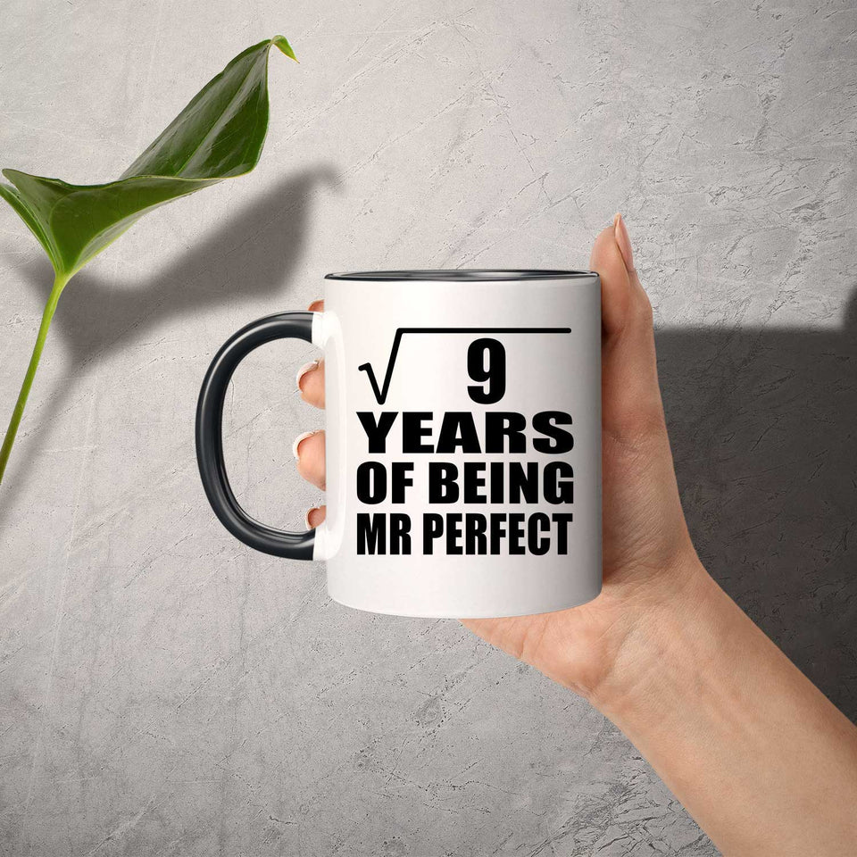3rd Anniversary Square Root of 9 Years of Mr Perfect - 11oz Accent Mug Black