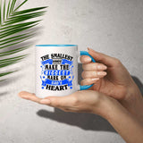 The Smallest Hands Make The Biggest Mark On Dad's Heart - 11oz Accent Mug Blue