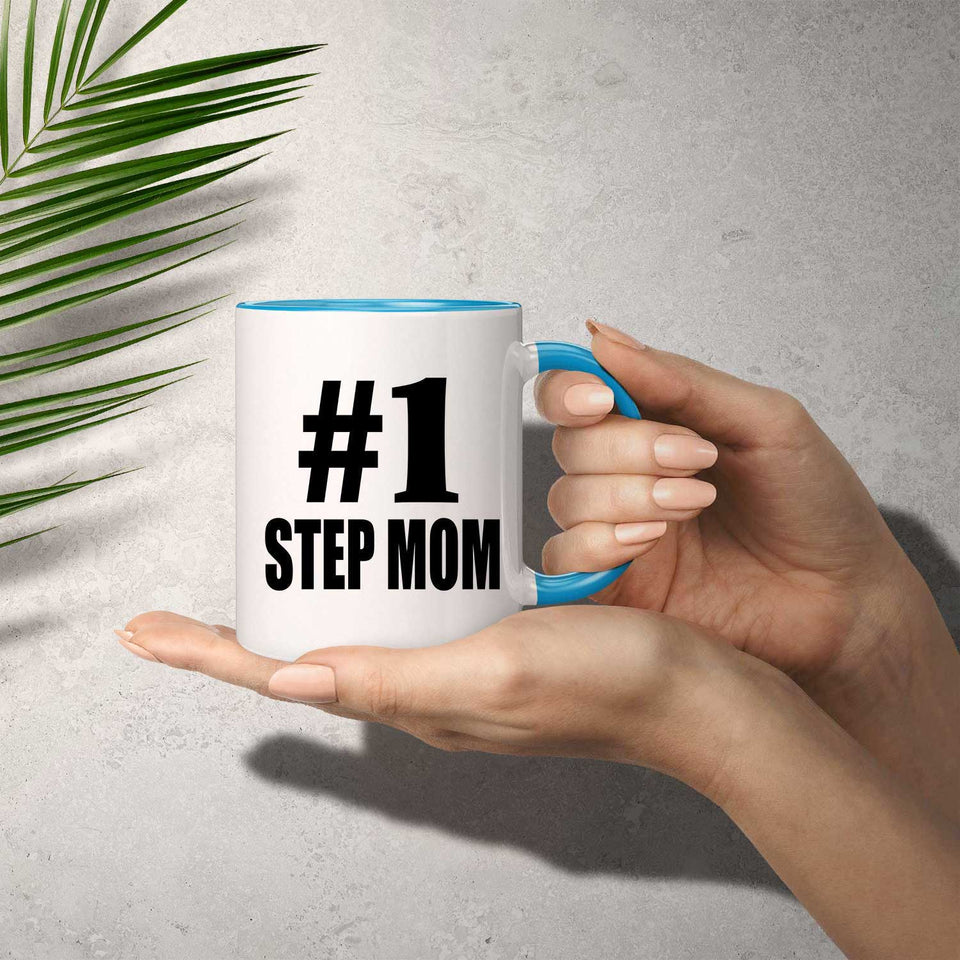 Number One #1 Step Mom - 11oz Accent Mug Blue