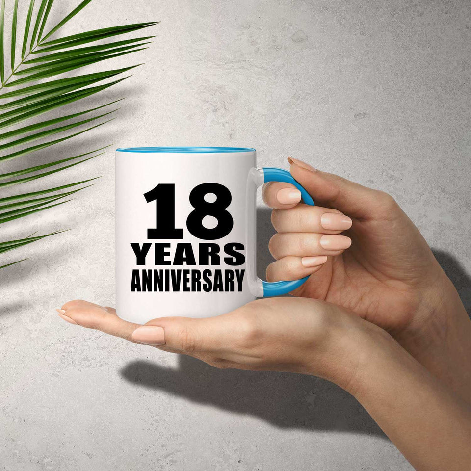 18th Anniversary 18 Years - 11oz Accent Mug Blue