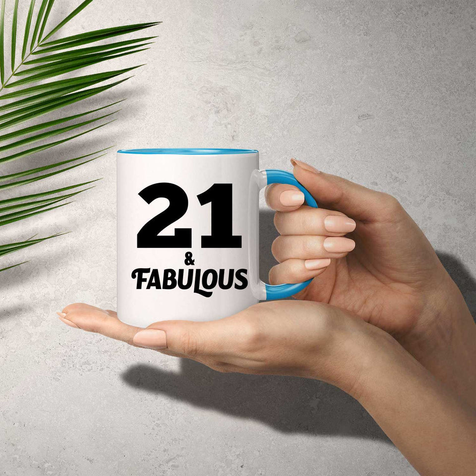 21st Birthday 21 & Fabulous - 11oz Accent Mug Blue