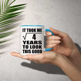 2nd Birthday Took Square Root of 4 Years To Look Good - 11oz Accent Mug Blue