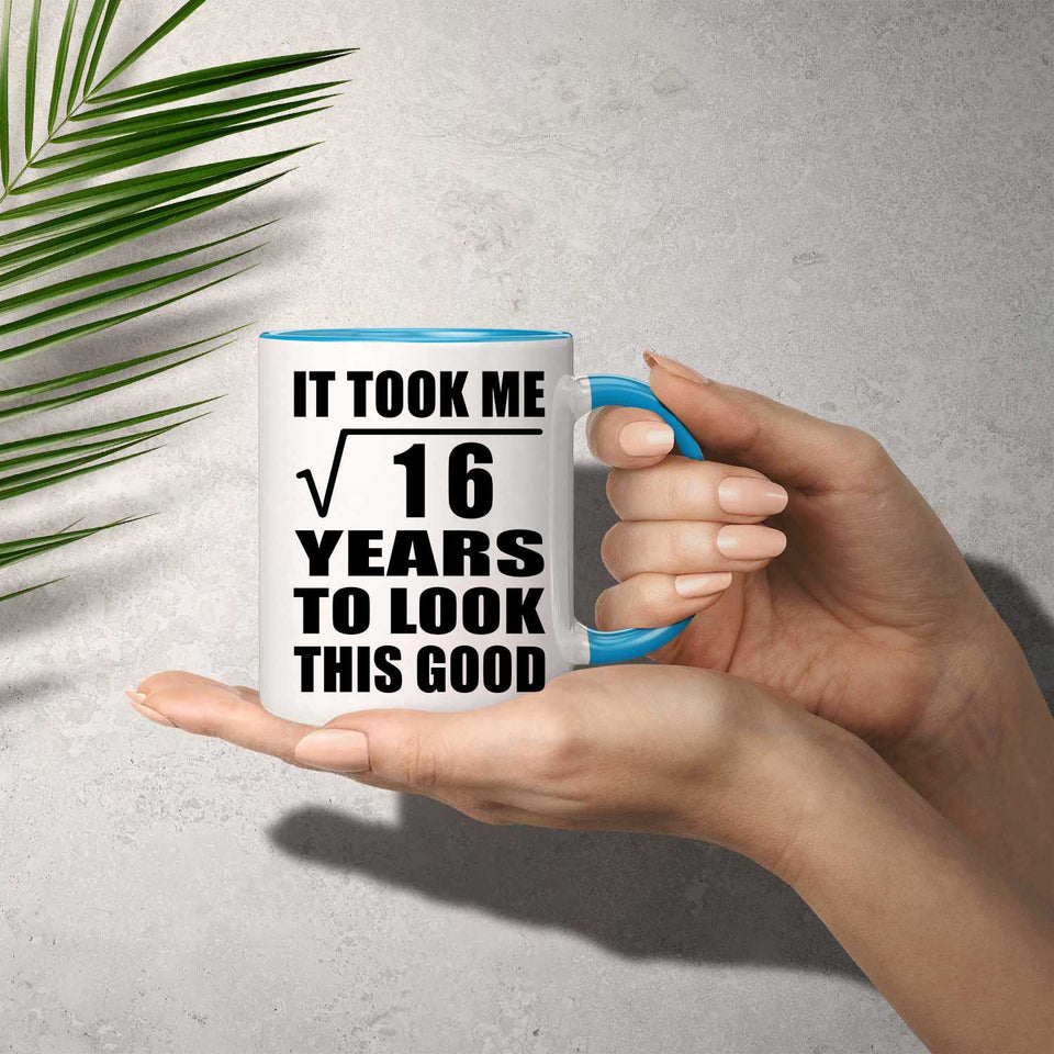 4th Birthday Took Square Root of 16 Years To Look Good - 11oz Accent Mug Blue