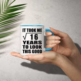 4th Birthday Took Square Root of 16 Years To Look Good - 11oz Accent Mug Blue