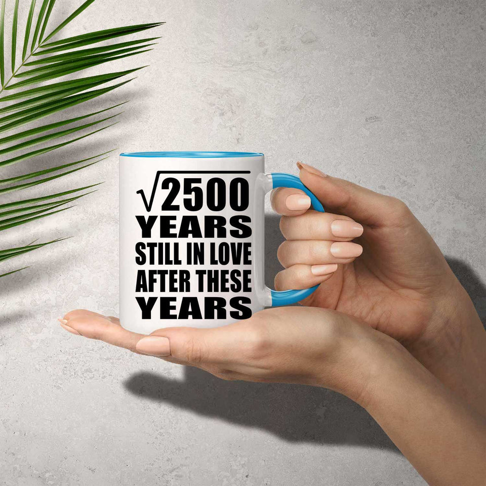 50th Anniversary Square Root of 2500 Years Still In Love - 11oz Accent Mug Blue