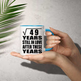 7th Anniversary Square Root of 49 Years Still In Love - 11oz Accent Mug Blue