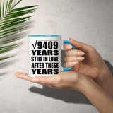97th Anniversary Square Root of 9409 Years Still In Love - 11oz Accent Mug Blue