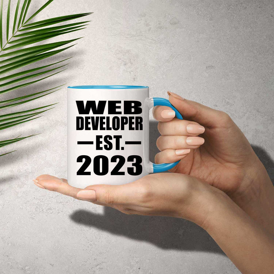 Web Developer Established EST. 2023 - 11oz Accent Mug Blue