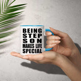 Being Step Son Makes Life Special - 11oz Accent Mug Blue