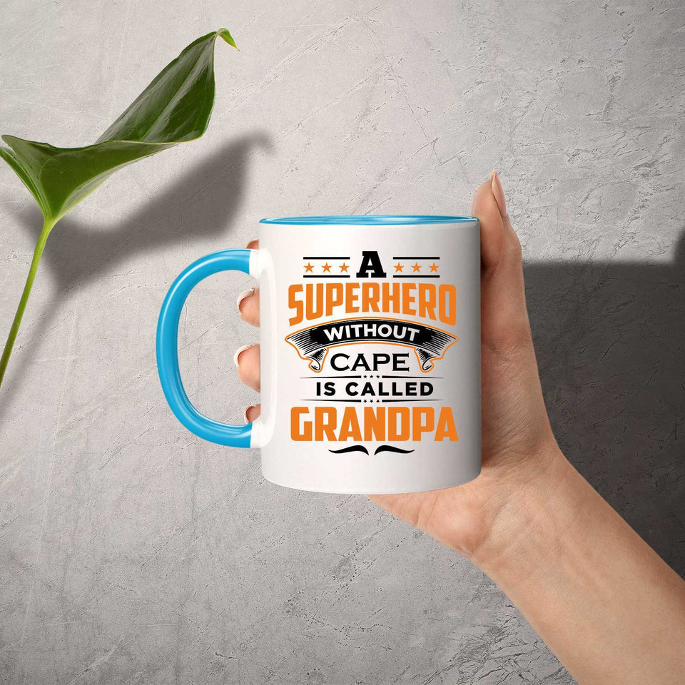 A Superhero Without Cape is Called Grandpa - 11oz Accent Mug Blue