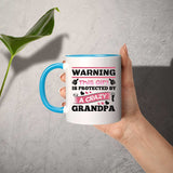 Warning This Girl Is Protected by A Crazy Grandpa - 11oz Accent Mug Blue