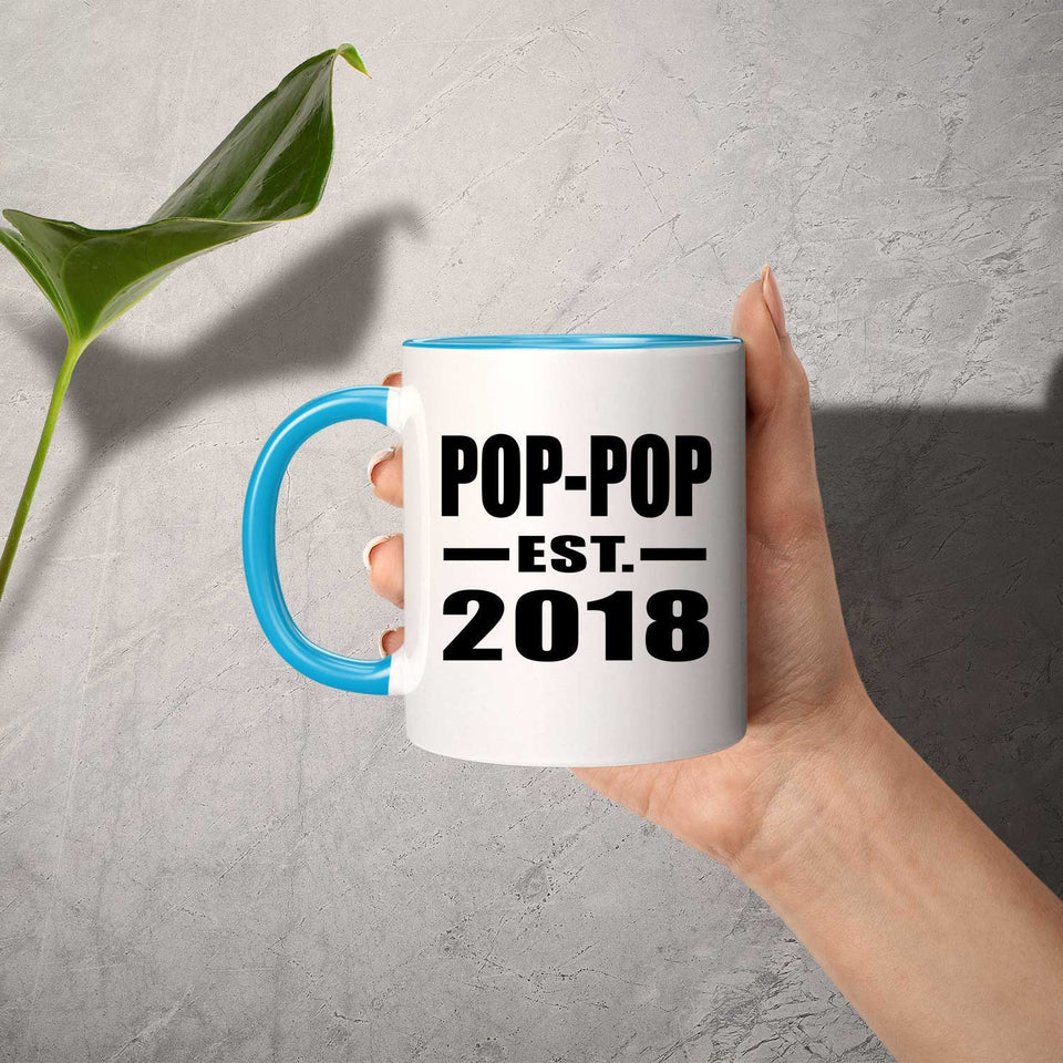 Pop-Pop Established EST. 2018 - 11oz Accent Mug Blue