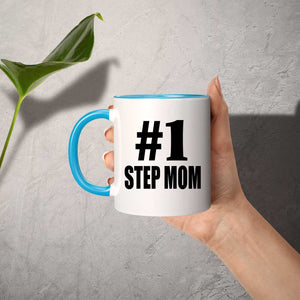 Number One #1 Step Mom - 11oz Accent Mug Blue