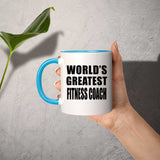 World's Greatest Fitness Coach - 11oz Accent Mug Blue