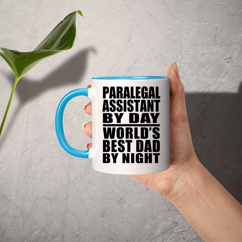 Paralegal Assistant By Day World's Best Dad By Night - 11oz Accent Mug Blue