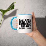 All I Care About Is My Korean Cat - 11oz Accent Mug Blue