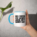 All I Need Is Love And My Sawet Cat - 11oz Accent Mug Blue