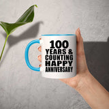 Happy 100th Anniversary 100 Years & Counting - 11oz Accent Mug Blue
